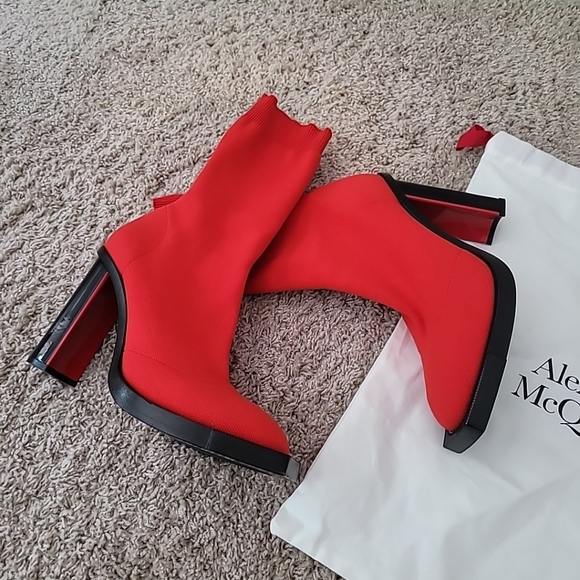 Alexander McQueen Red Sock Boots Size 39.5 - Picture 7 of 10